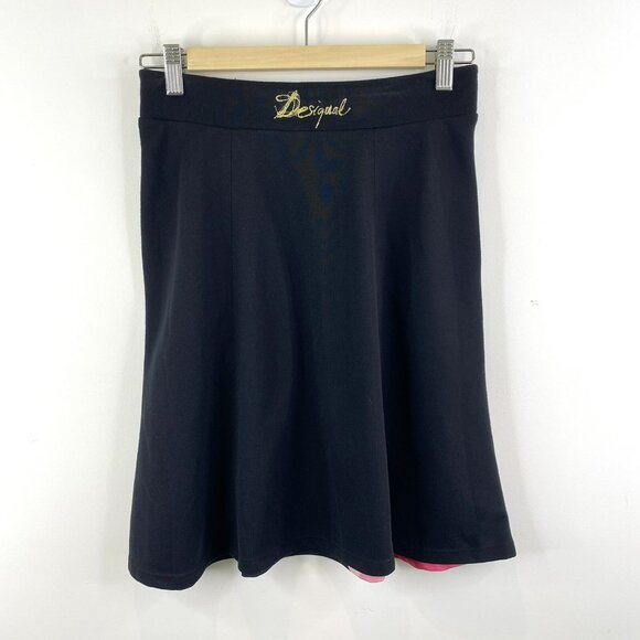 Desigual Skirts Womens Size Small Black Multi-Color Pull On A-Line Pockets - Picture 3 of 4